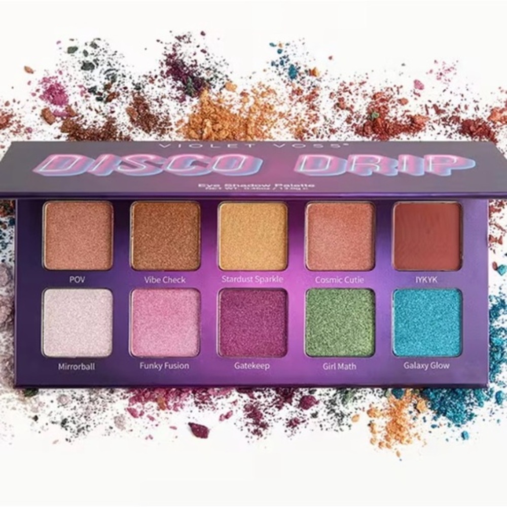 Violet Voss Disco Drip Eyeshadow Palette - Purple, Pink, Gold, Teal, Green, Blue - Picture 2 of 5